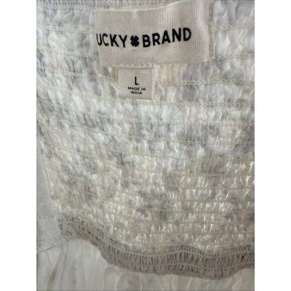 Lucky Brand Womens Size Large Cream Floral Sweetheart Neck Mini Babydoll Dress - Picture 9 of 11